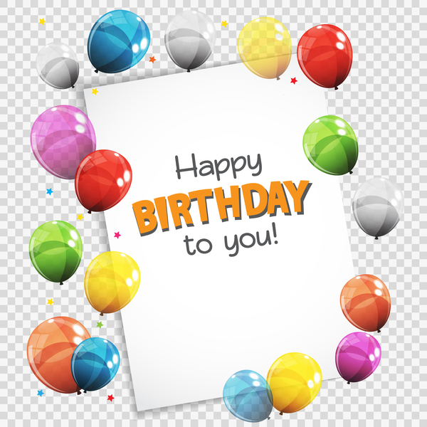 Alles Gute zum Geburtstag Karte mit farbigen Ballons Vektor Material 12  