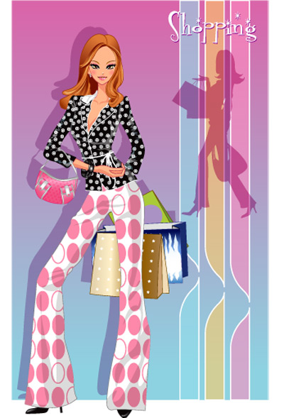 girls shopping set 140 vector  