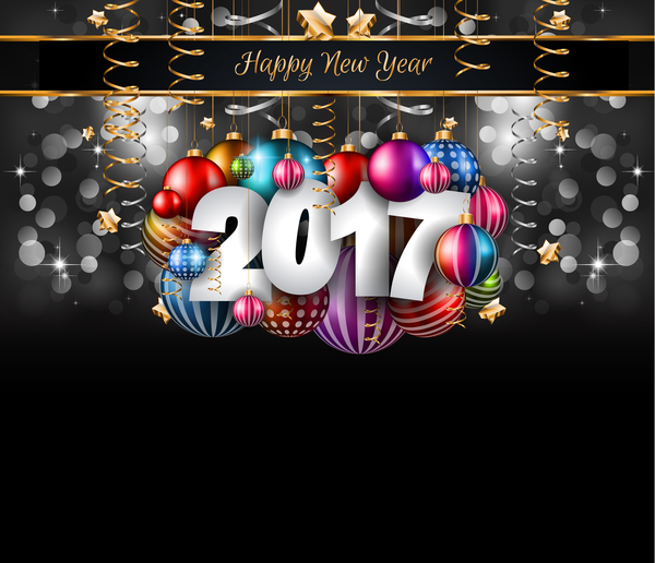 2017 Новый год Золотой дизайн с темным вектором фона 02  
