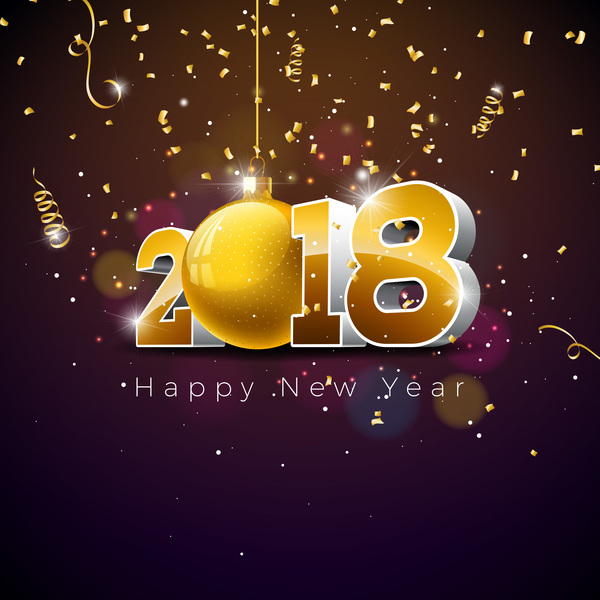 Fond de nouvel an 2018 avec matériel de vecteur de confettis 01  