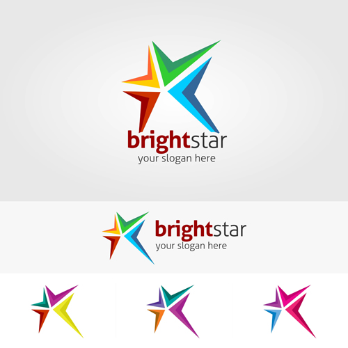 Abstract star logos vector set 05  