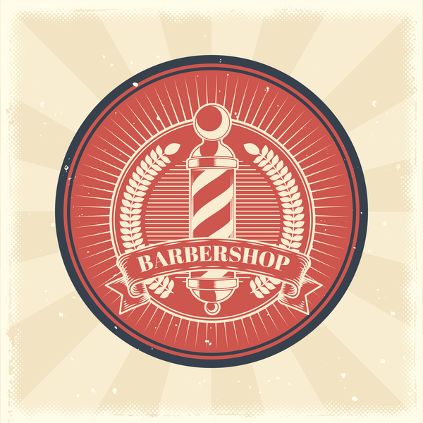 Barbershop retro badge vector material 05  
