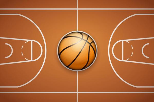 Basketball court overlooking background vector  