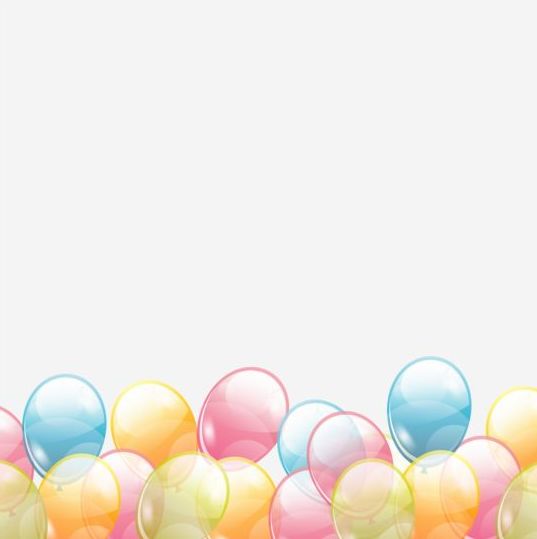 Sfondo di compleanno con palloncini trasparenti colorati vettore 02  