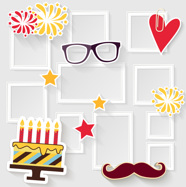 Birthday cake with photo frame vector  