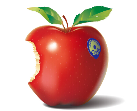 Bite of red apple vector graphic  
