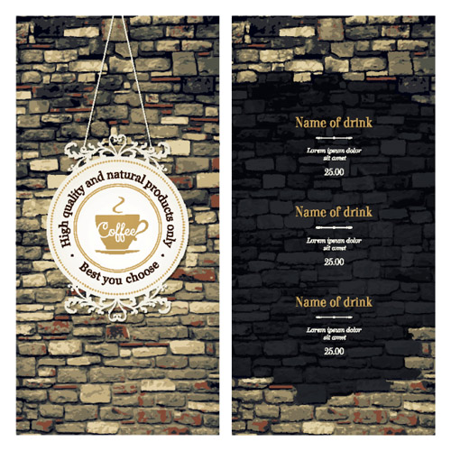 Brick wall style coffee menu background vector  