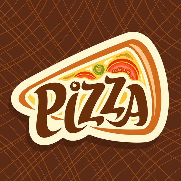 Brown-Hintergrund mit Pizzavektorillustration  