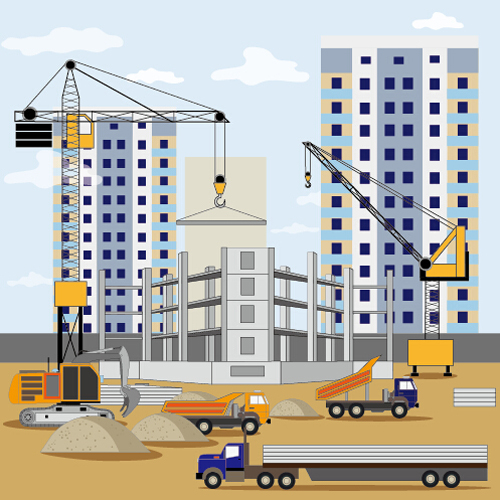 Building construction site flat background vector 01  