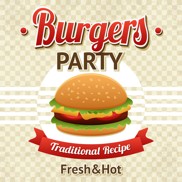 Vecteur de burger party affiche  