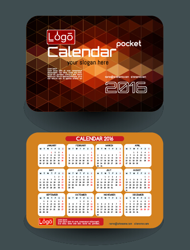 Calendar 2016 with business cards vector 02  