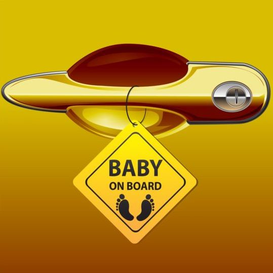 車のドアのハンドルと赤ちゃんのタグベクトル08  