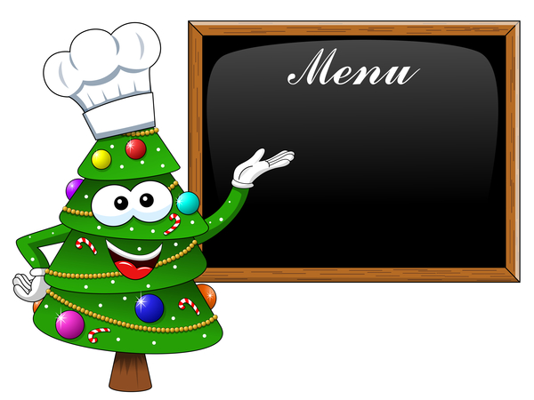 Arbre de Noël dessin animé cuire avec le vecteur de menu  