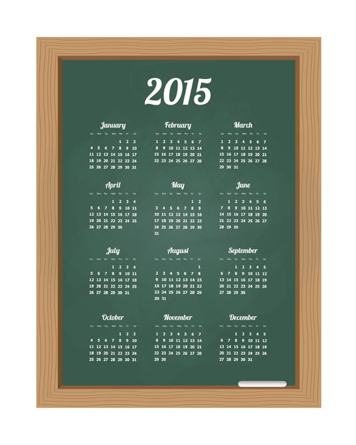 Chalkboard style 2015 calendar vector graphics  