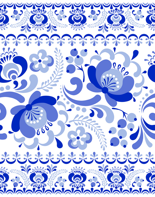 Chinese blue and white seamless pattern vector 01  
