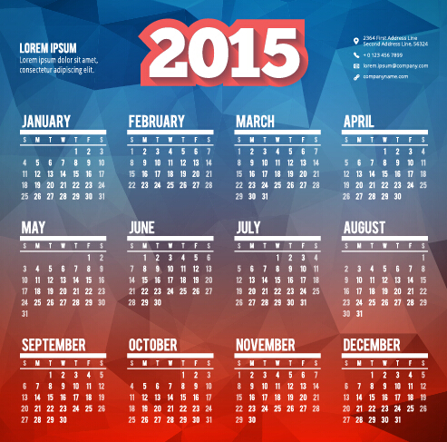 Classic 2015 calendar vector design set 07  