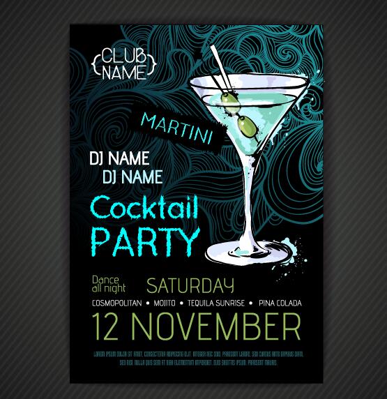 Cocktail party poster and flyer template vector 13  
