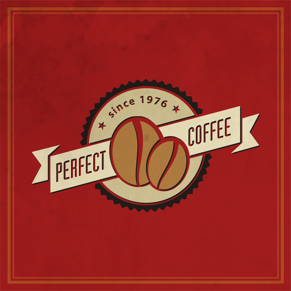 赤の背景ベクトル01とコーヒーのロゴ  