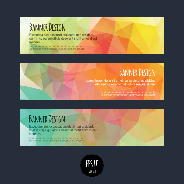 Colorful geometric shapes vector banners 01  