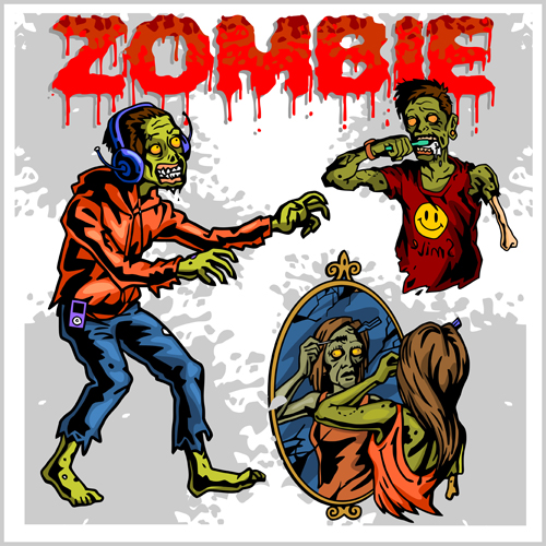 Creative zombie design vector set 01  