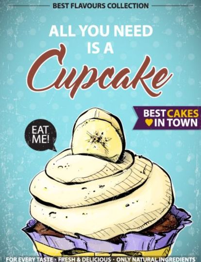 Cupcake vintage poster design vettoriali 17  