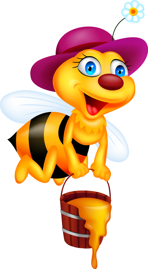 Cute bee cartoon vector illustration 09  