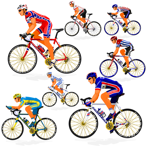 Cyclist with road bike vector illustration 04  