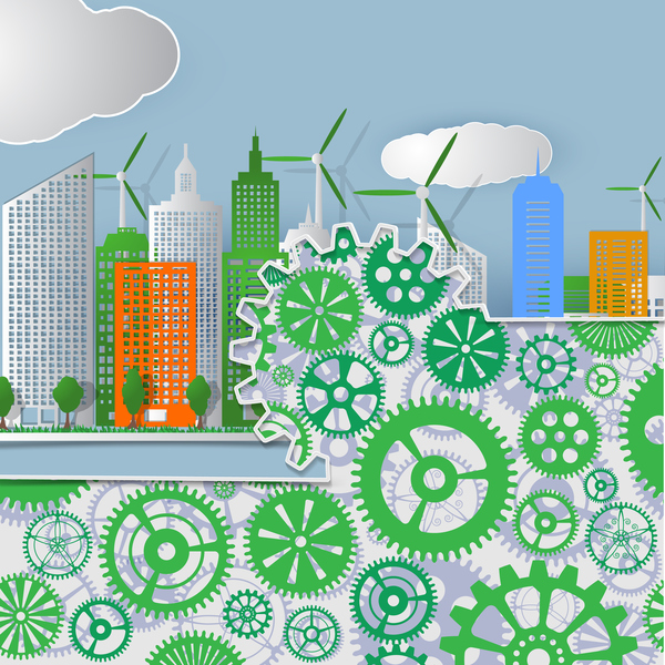 Eco technology city vector background vector 01  