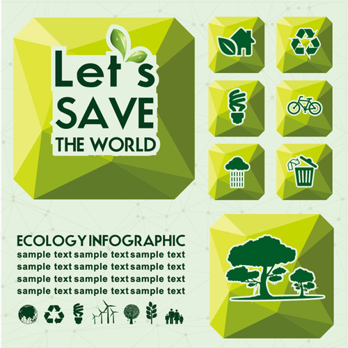 Ecology with world infographic vector material 09  