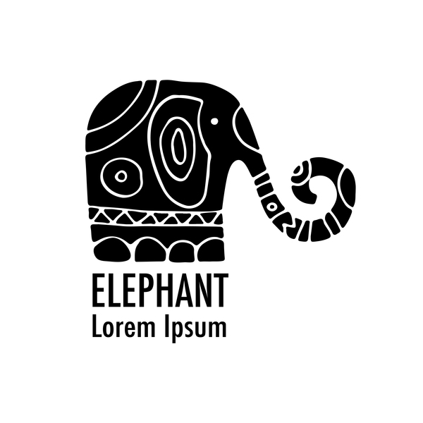 Logos d'éléphant avec vecotr floral décoratif 03  