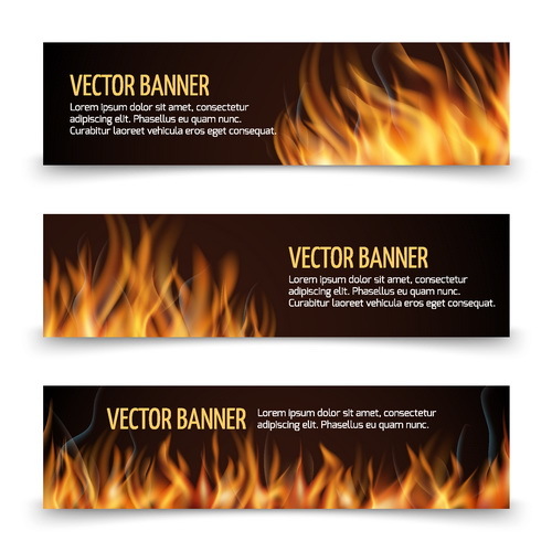 Fire banners template vector 01  