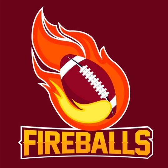 Flamma med fotboll logo typer vektor  