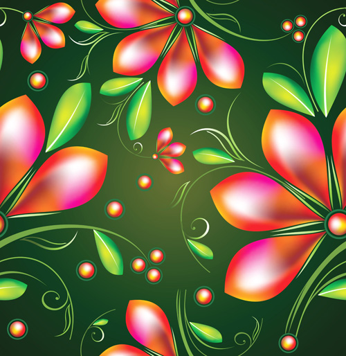 Colored Flower Seamless pattern vector 03  