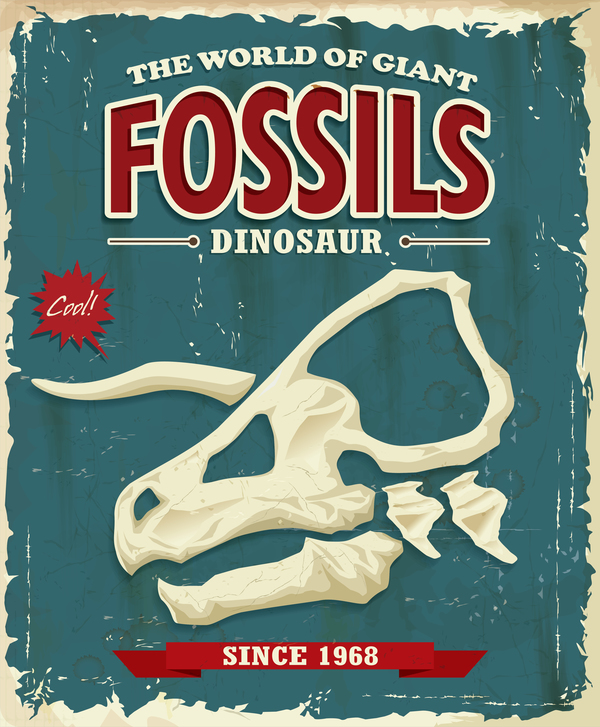 Fossiles dinosaure vecteur d'affiche  