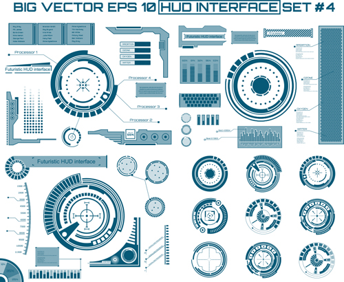 Futuristic HUD Interface template vector 03  