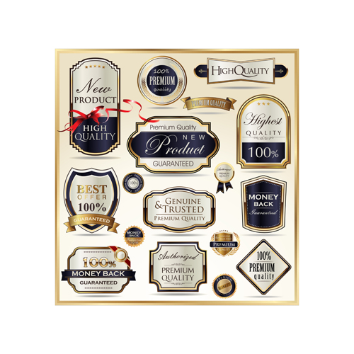 Gloden Luxury labels vector 03  