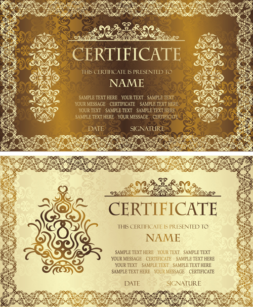 Golden template certificate design vector 01  