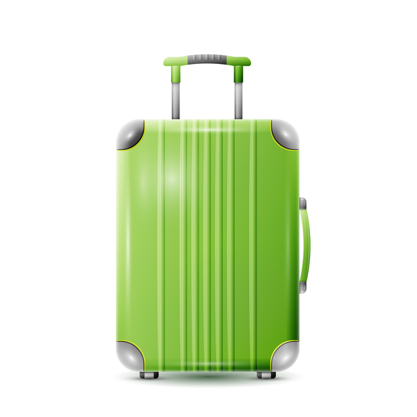 緑のポリカーボネートのスーツケース ベクトル素材 03  
