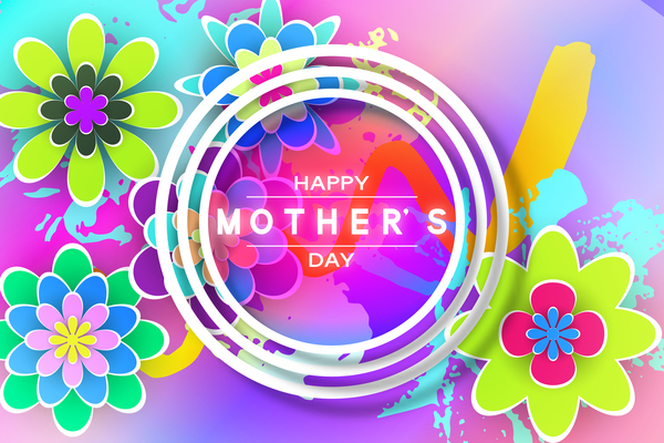 Glückliche Mutter Tag Blume Karten Vektoren set 14  