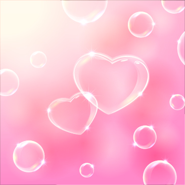 Heart bubbles with pink background vector  