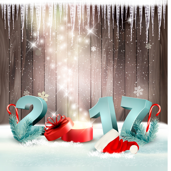 Vakantie kerst achtergrond met 2017 jaar en Magic Box vector  