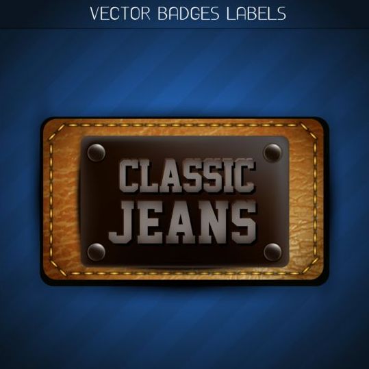 Jeans und Lederabzeichen Etikettenvektor 07  