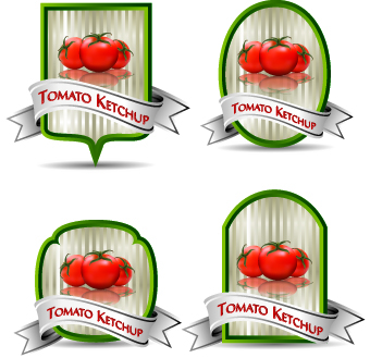 Tomato ketchup labels vector 03  