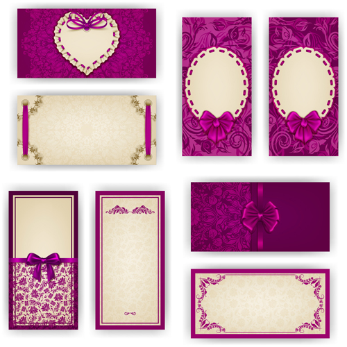 Luxury holiday greeting cards vector set 04  