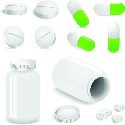 Set of Medicines elements vector graphics 02  