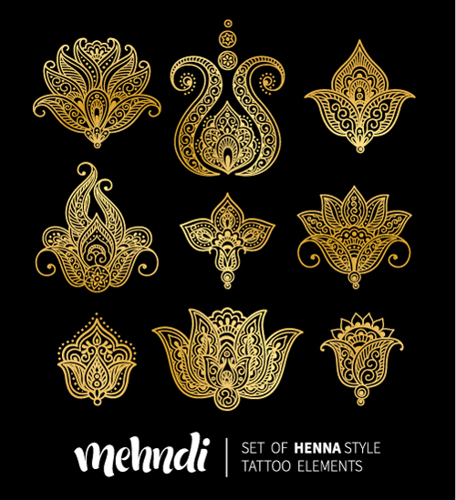 Mehndi styles henna tattoo elements vector 11  