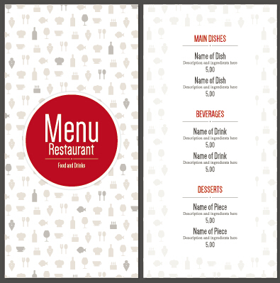 Modern restaurant menu cover and list vector 06  
