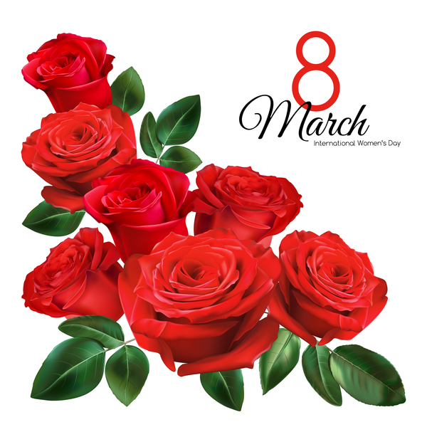 Mothers Day card with red rose vector 03  