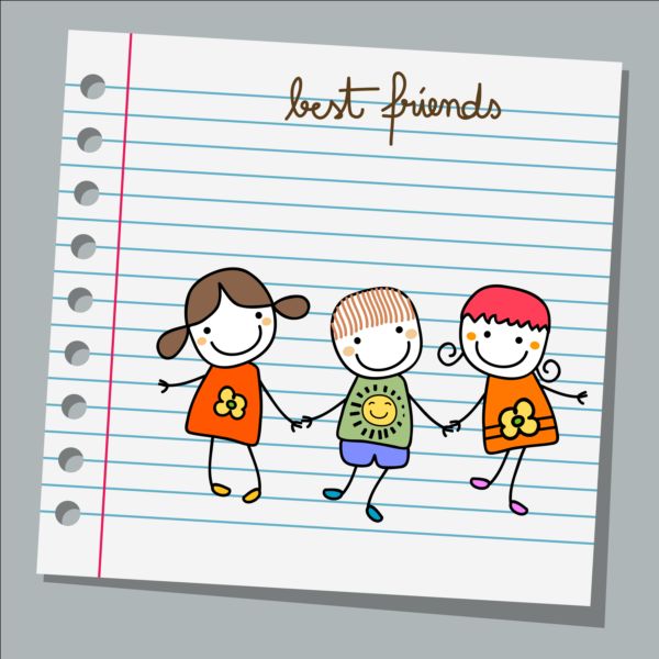 Notebook paper with kids vector material 04  