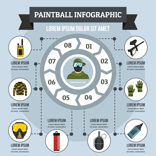 Paintball infographic design vector  